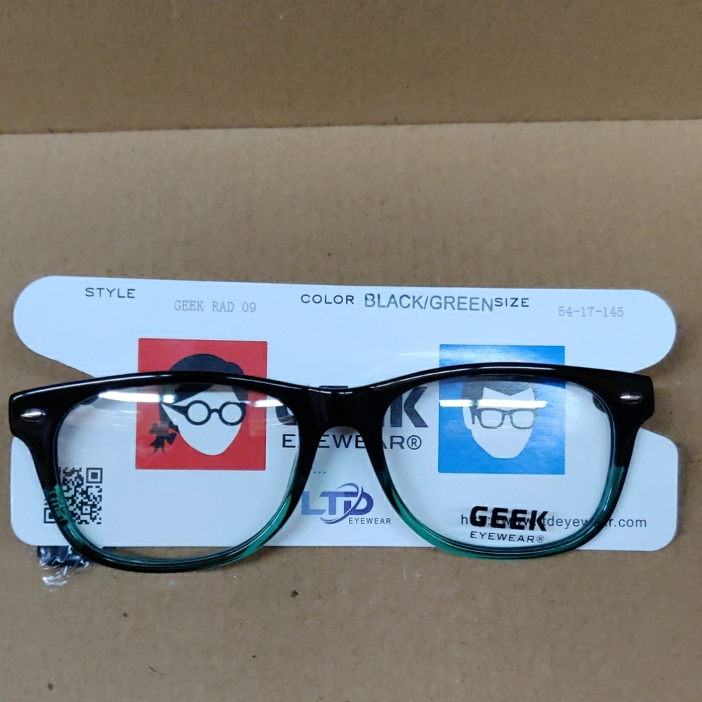 Geek Rad 09 Black/Green Unisex Eyeglasses